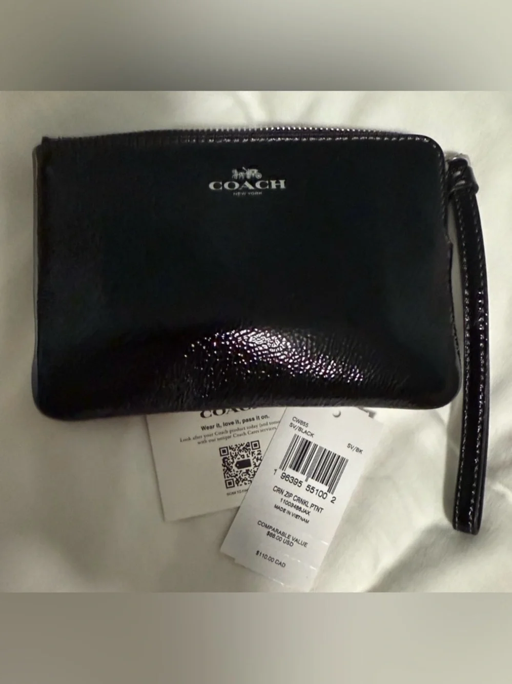 Coach Black Patent Leather Wristlet! NWT